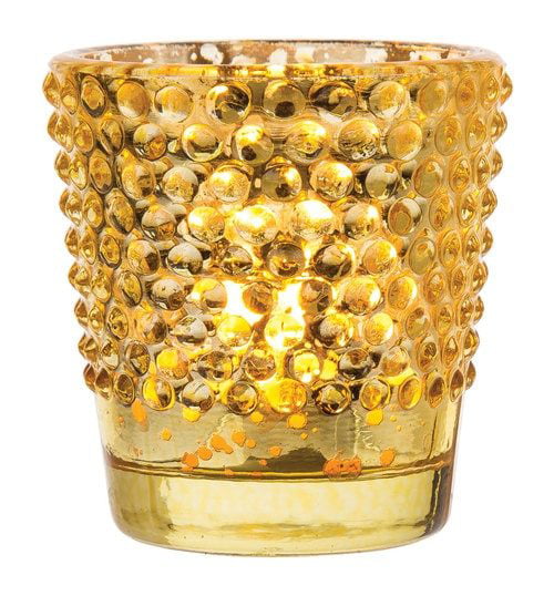 Tea Light Candle Holder Votive hobnail glass cup Orange Amber 2.5 in high 