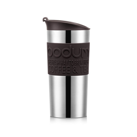 Vacuum travel mug, small, 0.35 l, 12 oz, stainless steel black and silver