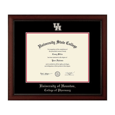Framerly - UH Pharmacy Diploma Frame with Black and Red Mat