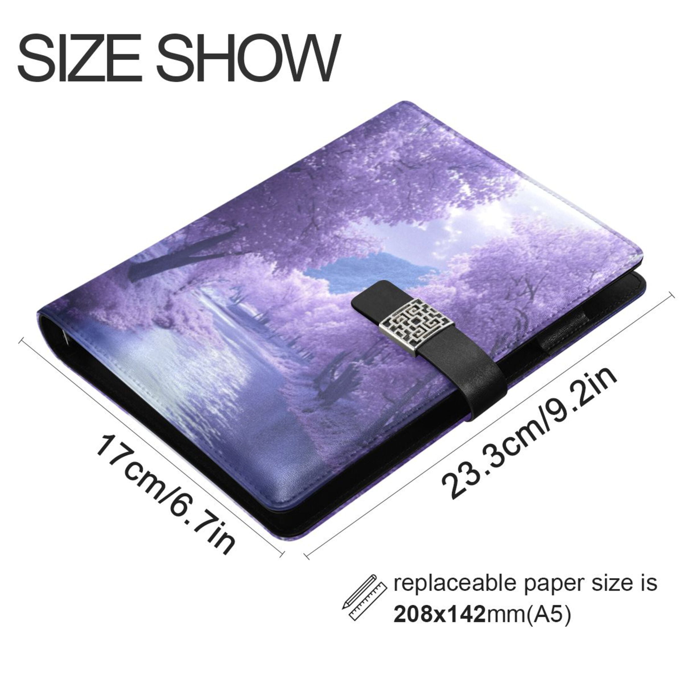 Leather Planner Leather Notebook Notebook Journal Binder Design Pen Pocket Design Convenient for Storage Purple River Picture