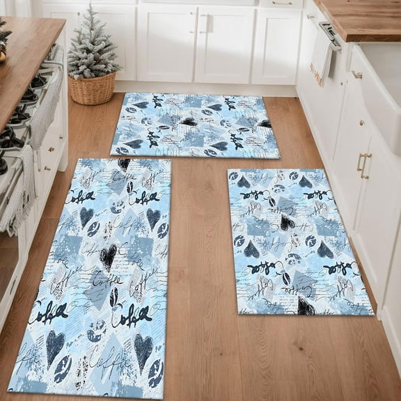Floral Kitchen Rugs Sets of 3, Non Slip Kitchen Rugs and Mats Washable Farmhouse Kitchen Rugs Floral Kitchen Floor Mat Carpet Runner Rugs for Hallway Laundry Room