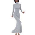 thumbnail image 3 of Oksale Sexy Bodycon Mermaid Dresses for Women Trendy Turtleneck Formal Dress Slim Fit Long Sleeve Evening Dresses Elegant Night Out Dress Gray L, 3 of 7