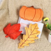 Dalrosia 3PCS Fall Pillow Pumpkin Maple Leaf Shaped Throw Pillow Simulated Fall Decorative Plush Pillow Velvet Cute Autumn Pillow Cushion for Thanksgiving Couch Sofa Bed Decoration