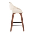thumbnail image 6 of Lumisource Fabrico Mid-Century Modern Fixed-Height Counter Stool in Walnut Wood with Square Black Footrest and Cream Faux Leather - Set of 2, 6 of 7