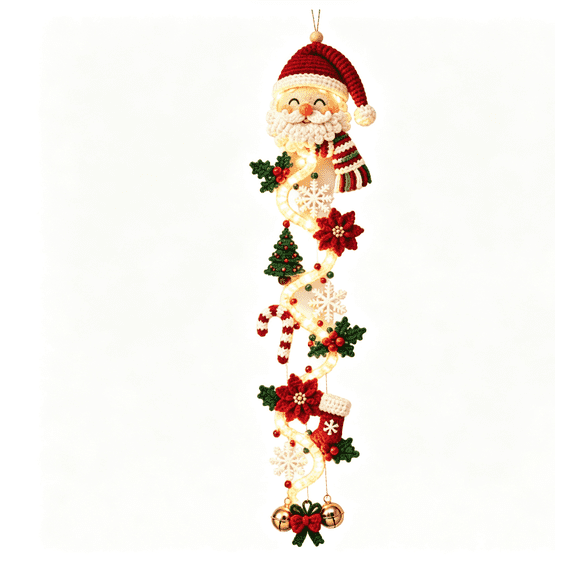 Glowing Christmas Door Hanger, Christmas Santa Claus Warm Golden LED Vertical Wall Hanging Ornament, Perfect for Front Door Entry Side Wall Xmas Season Decor