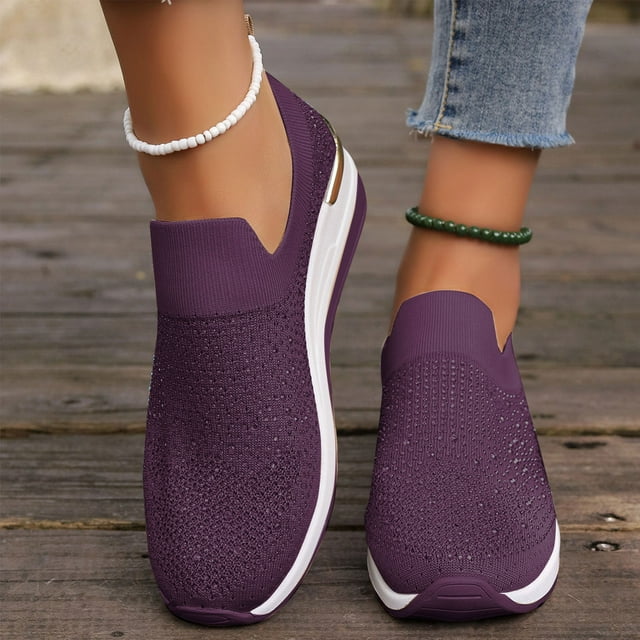 Cameland Chaussures Confortables pour Femmes Chaussures Décontractées Unies pour Femmes avec Tête Ronde Demi-Sneakers
