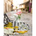 thumbnail image 4 of Fitted Round Tablecloths Table Covers 55-60in,Gnome with Daisy Flower Honey Bee Waterproof Elastic Edged Table Cloth for Kitchen Dining Holiday Party Tables Decor,Black and White Lattice Linen, 4 of 6