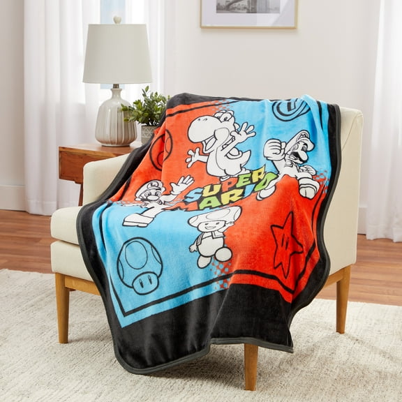 Mario Kids Silky Soft Plush Throw, 40 x 50, Nintendo