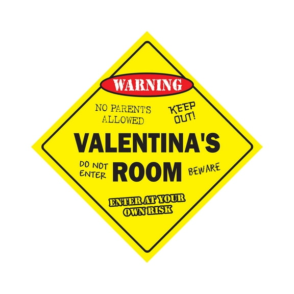 Valentina's Room Sign Crossing Zone Xing | Indoor/Outdoor | 12" Tall kids bedroom decor door children's name boy girl