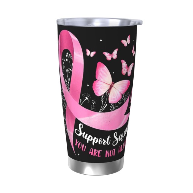 Vaso de acero inoxidable de 20 oz para el mes de concientización sobre el cáncer de mama, taza térmica portátil con tapa