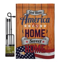Breeze Decor BD-PA-GS-111075-IP-BO-D-US16-BD 13 x 18.5 in. America My Home Americana Patriotic Vertical Double Sided Mini Garden Flag Set with Banner Pole