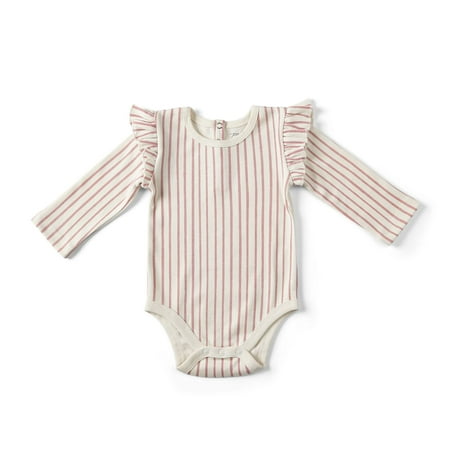 

PEHR Ruffle One-Piece Stripes Away Dark Pink w/Ruffle / 0-3 mos.