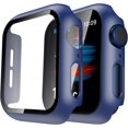 thumbnail image 1 of 2 Pack Hard Case Compatible for Apple Watch SE/Series 6/5/4 40mm with 9H Tempered Glass Screen Protector, [Touch Sensitive] [Full Coverage] Slim Bumper Protective Cover for iWatch 40mm (Blue, 40mm), 1 of 5