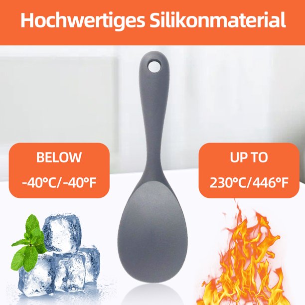 Cateissary 2 unids/set olla arrocera de silicona Premium cuchara para servir paleta de arroz de silicona duradera y duradera Mostrada