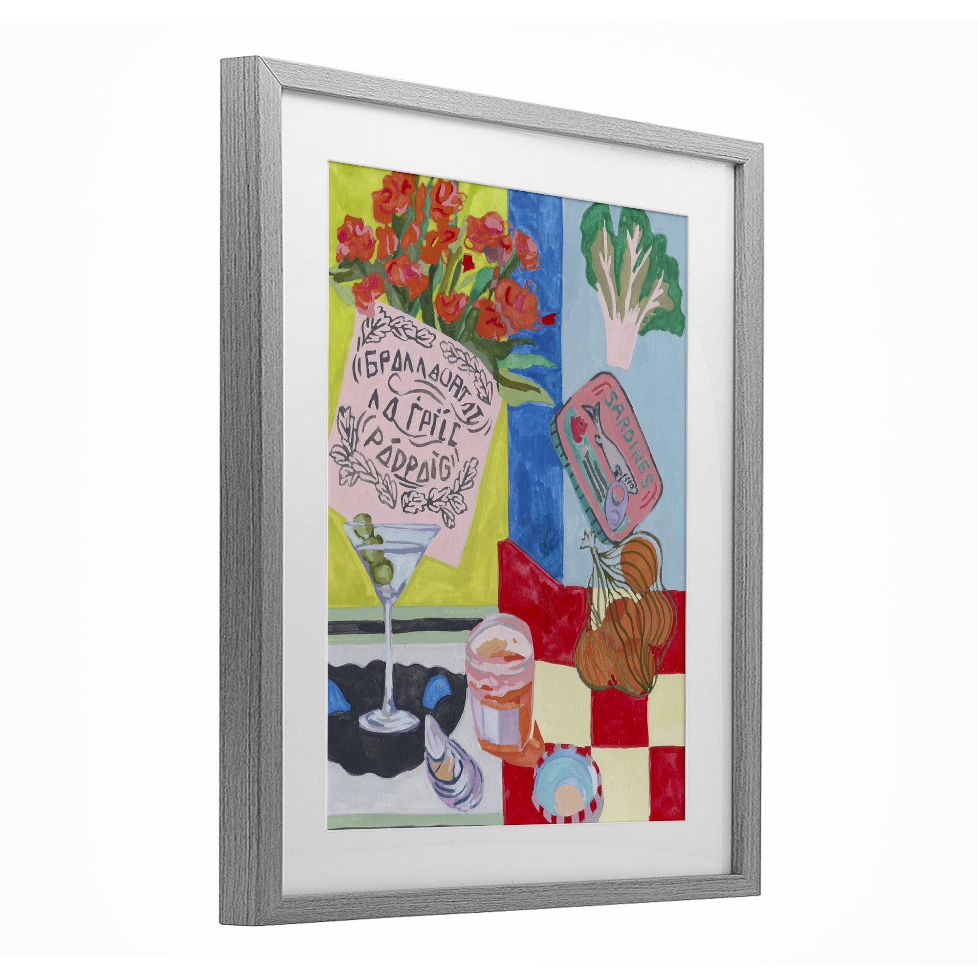 Stupell Industries Kitchen Checkered Still Life Gray Framed Print Under Glass, design by Melissa Wang