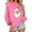 Pink, variant on Hoodless Sweatshirts for Women Christmas Print V Neck Christmas Long Sleeve Pullover Solid Color Casual Tops