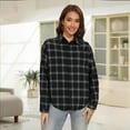 thumbnail image 4 of Flannel Button Up Shirts for Women Long Sleeve Classic Plaid Shackets Jackets Loose Casual Lapel Collar Blouses (S, Black), 4 of 6