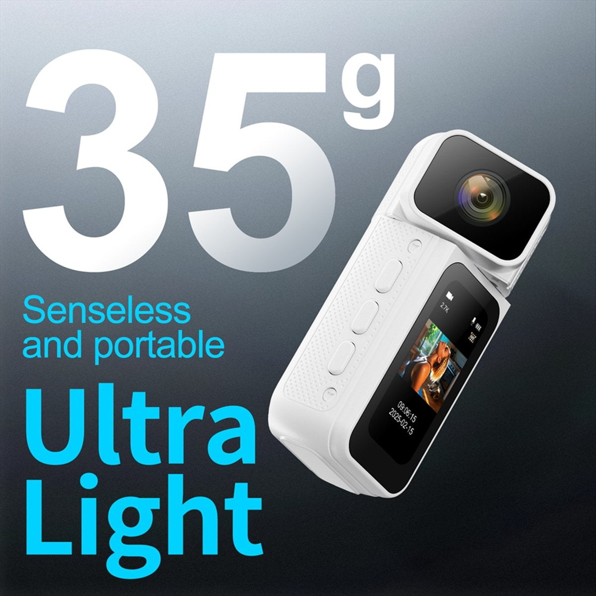 2.7K 1080P Thumb Camera 180° Rotate WIFI Sport Cycling Camera 1.47-Inch IPS Screen Digital Video Recorder Camera Black