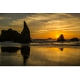 thumbnail image 2 of Jaynes Gallery 32x23 Gold Ornate Wood Framed with Double Matting Museum Art Print Titled - Oregon-Bandon Beach-Wizards Hat-sunset-sun star, 2 of 4