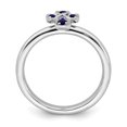 thumbnail image 2 of Created Sapphire Sterling Silver Rhodium Cross Ring, 2 of 7