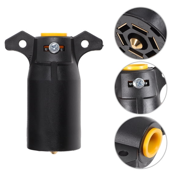 Supvox 7 Way Trailer Plug Connector Black with Ergonomic Grip for Car Trailer Wiring and Lighting