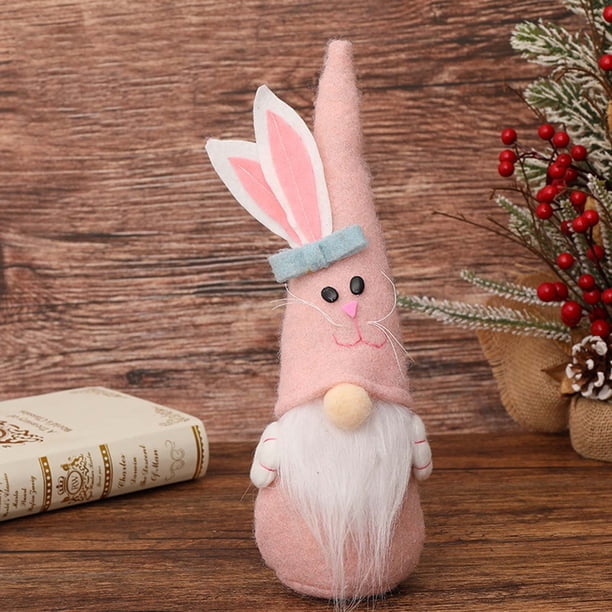 Adornos de Pascua, regalos de Pascua, decoración de Pascua, muñeca de Pascua, linda muñeca sin rostro con barba blanca, adorno, sombrero de conejo de Pascua.