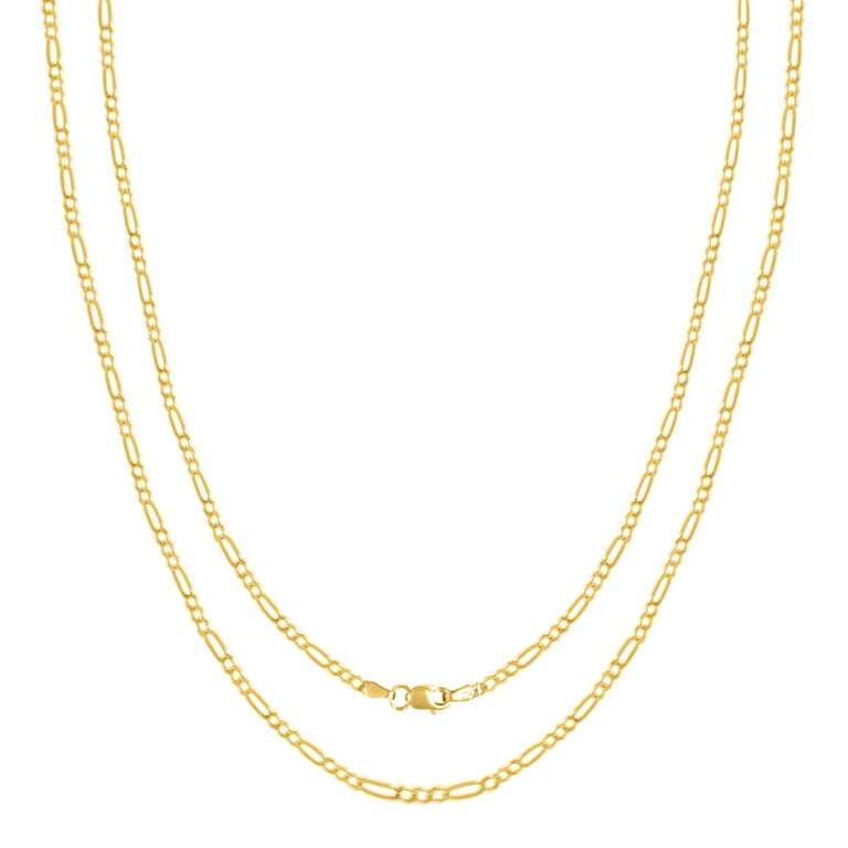 10K Yellow Gold Figaro Chain Necklace for Men and Women â