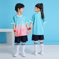 thumbnail image 5 of Gyexs Boys Summer Outfits Size 6-8 Kid Athletic Short Set Casual Crewneck T-Shirt Gym Shorts 2 Piece Outfits Sport Basketball Clothes(Sportswear, Sky Blue, 4-5 Years), 5 of 5