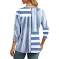 thumbnail image 5 of Qulqfy Striped Tops for Women Spring 3/4 Length Sleeve Shirts Dressy Casual Going Out V Neck Fall Tops Blouses for Women XL, 5 of 9