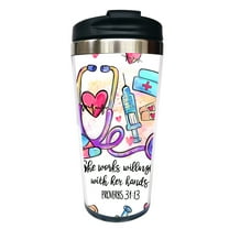 Waldeal Nurse Travel Coffee Mug for Women, Nurse Week Appreciation Gifts, 14 oz Stainless Steel Water Bottle Cup With Flip Lid, Christmas Birthday Gifts for Nurses