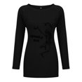 thumbnail image 3 of Mode Femme Décontractée Imprimé Col Rond T-shirt Manches Longues Ample Blouse Pull, 3 of 6