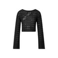 thumbnail image 1 of SAYOO Mujeres Sexy Crochet Hollow Out Crop Top Manga larga See Through Fishnet Cover Up Summer Beach Shirt SAYOO moda, 1 of 9