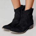 thumbnail image 5 of Botas clásicas para mujer, tacón cuadrado, punta redonda, costura sin cordones, estilo británico, estilo coreano, zapatos Retro sólidos para mujer, nuevo negro 34 43, 5 of 5