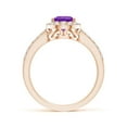 thumbnail image 2 of ANGARA Natural 1.05 Ct. Amethyst with Diamond Halo Ring in 14K Rose Gold for Women (Ring Size: 7.5), 2 of 8