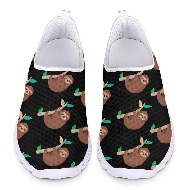 Doginthehole Zapatillas de deporte de malla con dibujos de perezosos para mujer, cómodas, para playa, de verano