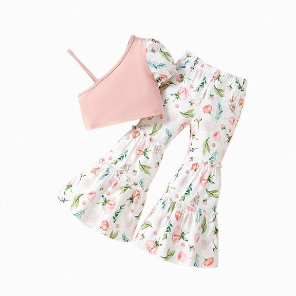 Kogui Toddler Outfits for Girls Spring Kids Girls Clothes Stylish Ruffled Tops and Pants with Pockets Clothing Sets 2 Piece Outfits 3T 4T (Pink,3-4 Years)