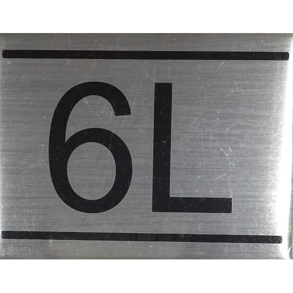 APARTMENT NUMBER SIGN -6L -BRUSHED ALUMINUM (2.25X3, Aluminium)