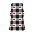 thumbnail image 5 of Xecao Heart Black Buffalo Plaid Gingham Men's Tank Top Workout Quick Dry Sleeveless Gym Jogging Muscle Shirts Summer Swim Beach Tops, 5 of 9