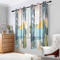 thumbnail image 2 of Yayeee Window Curtains Light Filtering 63"x42" Grommet Panel Pair Home Living Room Decor, Boho Style Sun, 2 of 7
