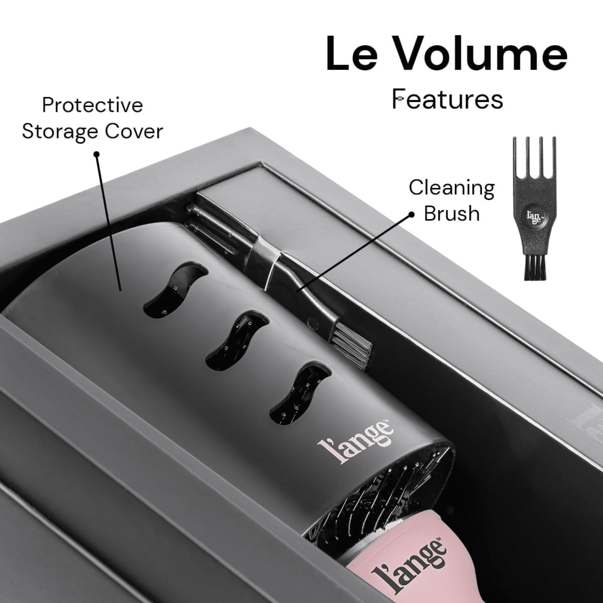 L'ange Hair Le Volume Titanium 2-in-1 Blow Dryer & Volumizer Brush with 60mm Oval Barrel, Blush