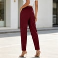 thumbnail image 5 of Women's Soft Fabric Loose Fit Long Pants, Elastic Waist Drawstring with Pockets, Casual Outdoor Walking Lounge Pants, Womens | VerBelle,Wine L, 5 of 9