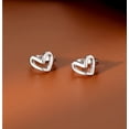 thumbnail image 5 of Solid 925 Sterling Silver Love Heart Hoop Earrings for Women Teens Heart Hoop Earrings Love Huggie, 5 of 14