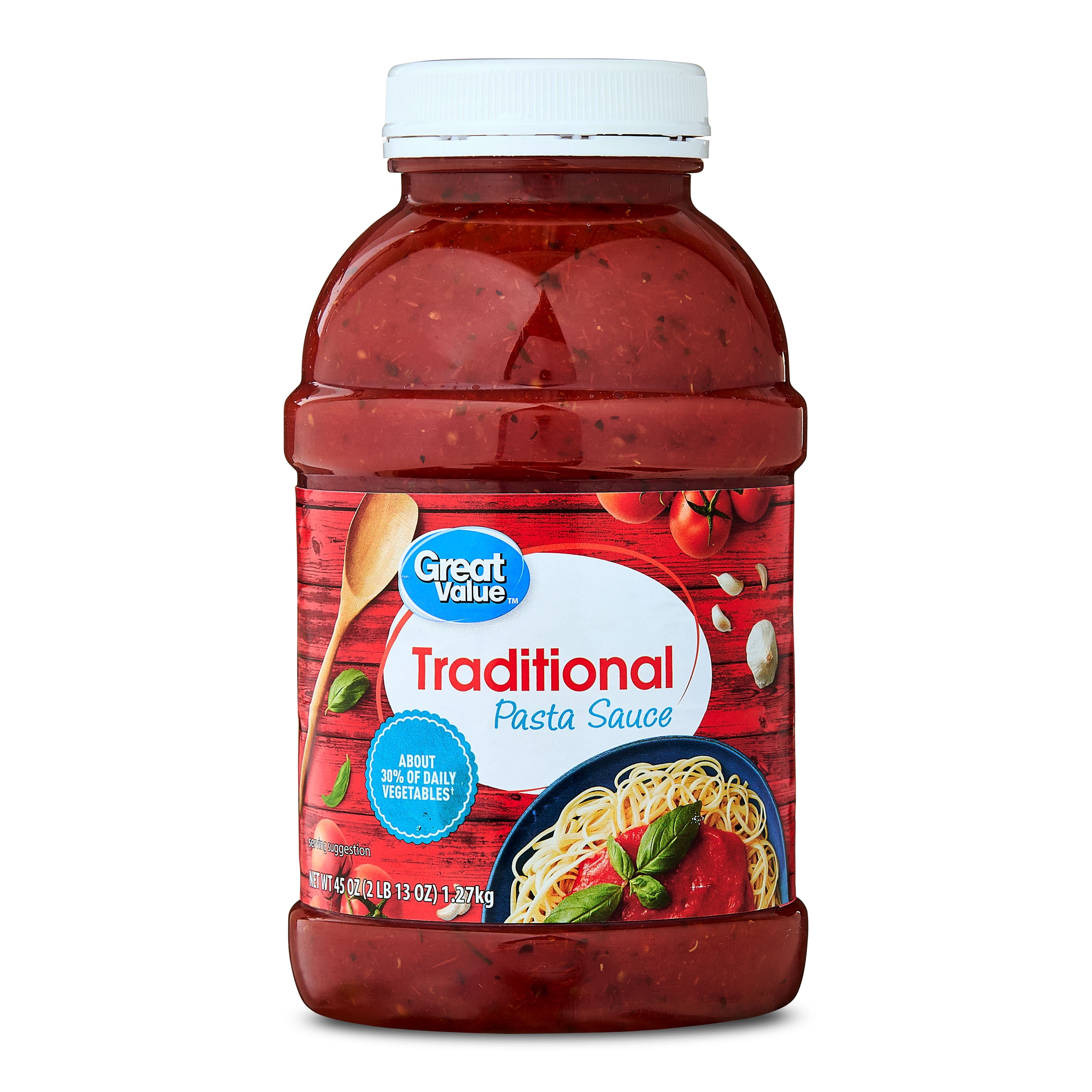 (6 pack) Great Value Traditional Pasta Sauce, 45 oz Jar