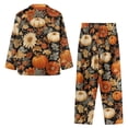 thumbnail image 3 of DISNIMO Women's 2 Piece Pajama Sets Pumpkin Leaf Printed Casual Loose Sleepwear Long Sleeve Button Down Nightwear with Matching Pajama Pants Loose Fits Loungewear Nightwear, L, 3 of 7