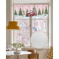 thumbnail image 4 of Red Truck Christmas Linen Curtain Valance for Bedroom/Bathroom/Kitchen/Office/Living/Dining Room Window,Xmas Tree Elk Winter Snowflake Pink Rod Pocket Topper Decorative Cafe Drapes Panel 54"x18", 4 of 6