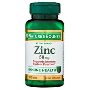 Natures Bounty Zinc, Immune Support Supplement, 50 mg, 100 Caplets