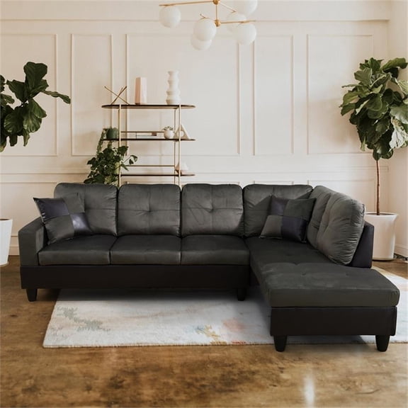 Star Home Living Corp Chris Fabric Right Facing Sectional in Taupe Gray