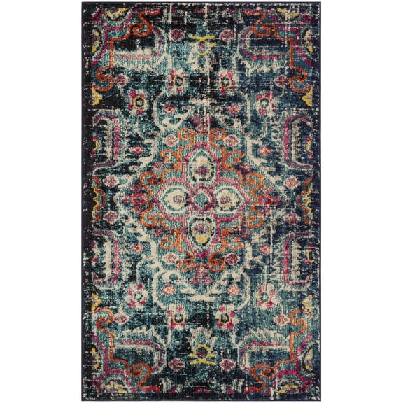 SAFAVIEH Monaco Keiran Transitional Area Rug, Blue/Fuchsia, 3' x 5'