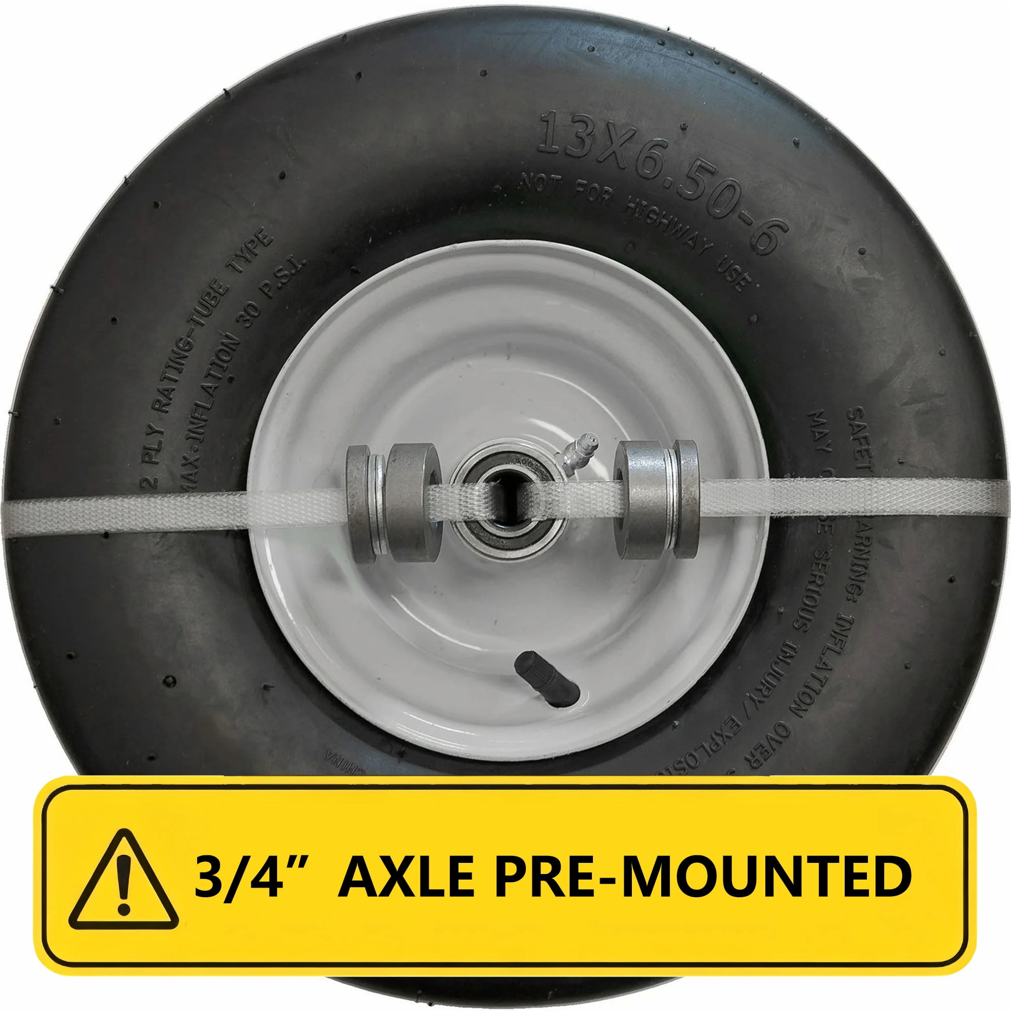 Hi-Run Smooth 13X6.50-6 2PR Light Duty ZTR Tire & Wheel Assembly with 3/4" & 5/8" Bushing