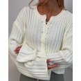 thumbnail image 5 of Women's Spring Crop Tie Front Cardigan Long Sleeve Rib Knit Sweater Top, 5 of 6